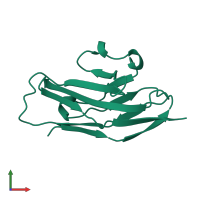 PDB entry 1qfp coloured by chain, front view.