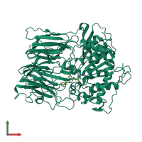 PDB entry 1qfs coloured by chain, front view.