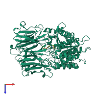 PDB entry 1qfs coloured by chain, top view.