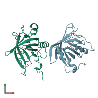 PDB entry 1qft coloured by chain, front view.