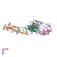 PDB entry 1qfu coloured by chain, top view.