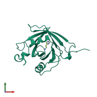 Monomeric assembly 1 of PDB entry 1qfv coloured by chemically distinct molecules, front view.