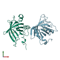 PDB entry 1qfv coloured by chain, front view.