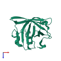 PDB entry 1qg5 coloured by chain, top view.