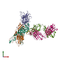 PDB entry 1qgc coloured by chain, front view.