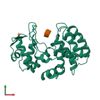 PDB entry 1qgi coloured by chain, front view.