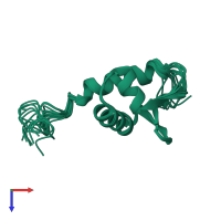 PDB entry 1qgp coloured by chain, ensemble of 15 models, top view.
