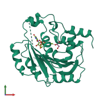 PDB entry 1qgs coloured by chain, front view.