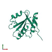 PDB entry 1qgv coloured by chain, front view.