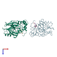 PDB entry 1qh5 coloured by chain, top view.