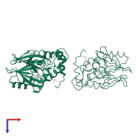 Hydroxyacylglutathione hydrolase, mitochondrial in PDB entry 1qh5, assembly 1, top view.