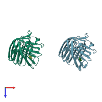 PDB entry 1qh7 coloured by chain, top view.