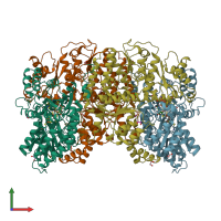 PDB entry 1qh8 coloured by chain, front view.
