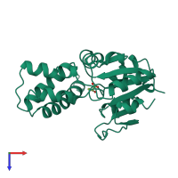 PDB entry 1qh9 coloured by chain, top view.