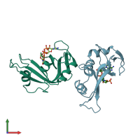 PDB entry 1qhc coloured by chain, front view.