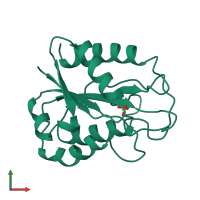 PDB entry 1qhe coloured by chain, front view.