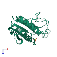 PDB entry 1qhe coloured by chain, top view.