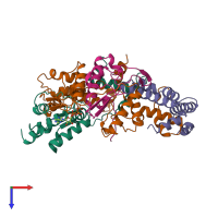 PDB entry 1qhh coloured by chain, top view.