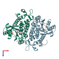 PDB entry 1qhi coloured by chain, top view.