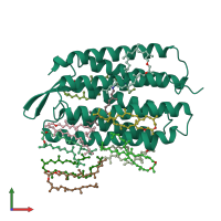 PDB entry 1qhj coloured by chain, front view.