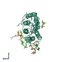 PDB entry 1qhj coloured by chain, side view.