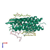 PDB entry 1qhj coloured by chain, top view.