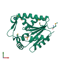 PDB entry 1qhn coloured by chain, front view.