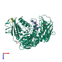 PDB entry 1qho coloured by chain, top view.