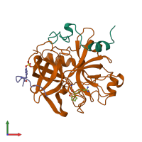 PDB entry 1qhr coloured by chain, front view.