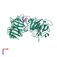 PDB entry 1qhu coloured by chain, top view.