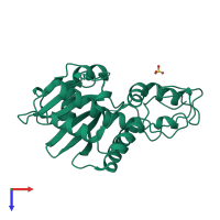 PDB entry 1qi7 coloured by chain, top view.