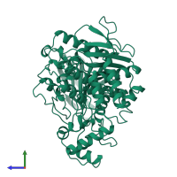 PDB entry 1qif coloured by chain, side view.