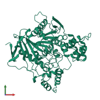 PDB entry 1qij coloured by chain, front view.