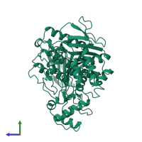 PDB entry 1qik coloured by chain, side view.