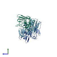 PDB entry 1qil coloured by chain, side view.