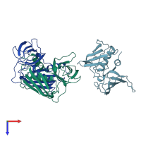 PDB entry 1qil coloured by chain, top view.