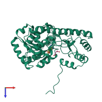 PDB entry 1qir coloured by chain, top view.