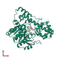 PDB entry 1qit coloured by chain, front view.