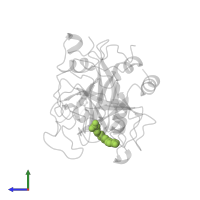 6-CARBAMIMIDOYL-2-[2-HYDROXY-6-(4-HYDROXY-PHENYL)-INDAN-1-YL]-HEXANOIC ACID in PDB entry 1qj1, assembly 1, side view.