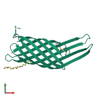 PDB entry 1qj8 coloured by chain, front view.