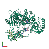 PDB entry 1qjd coloured by chain, front view.