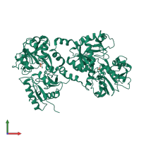 PDB entry 1qjm coloured by chain, front view.