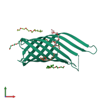 PDB entry 1qjp coloured by chain, front view.