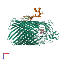 PDB entry 1qjq coloured by chain, top view.
