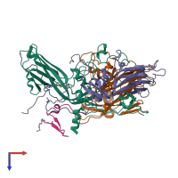 PDB entry 1qjx coloured by chain, top view.