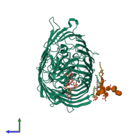 PDB entry 1qkc coloured by chain, side view.