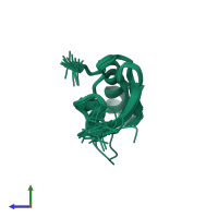 PDB entry 1qkh coloured by chain, ensemble of 21 models, side view.