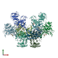 PDB entry 1qki coloured by chain, front view.