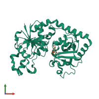 PDB entry 1qkj coloured by chain, front view.