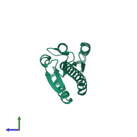 PDB entry 1qkk coloured by chain, side view.